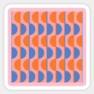 Orange and Purple Retro Half-Circles Sticker